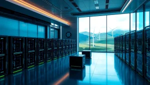 Trusted cloud mining sites showcased in a high-tech facility with renewable energy sources.