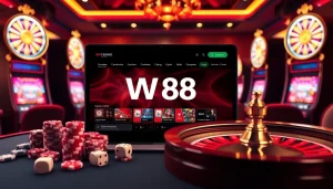 WW88 online gaming scene with poker table and bright casino elements.
