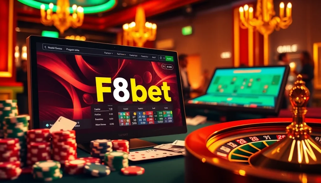 Experience the excitement of F8bet while playing blackjack at a luxury casino table.