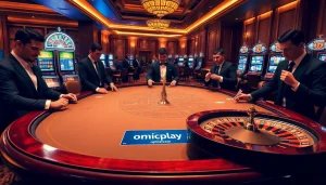 Players strategizing at an elegant blackjack table, showcasing onicplay's excitement for gamblers.