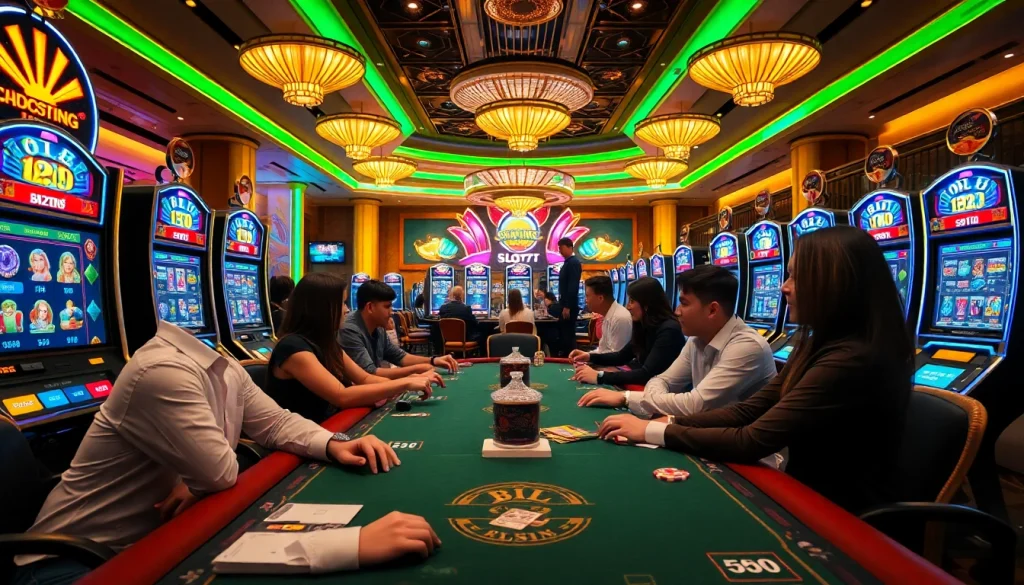 Excited players at NAGA169 Slot777, engaging with vibrant slot machines showcasing prediksi Naga169 odds.