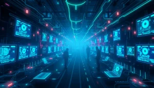 Exploration of hidden wiki dark web with glowing .onion sites in a mysterious digital landscape.