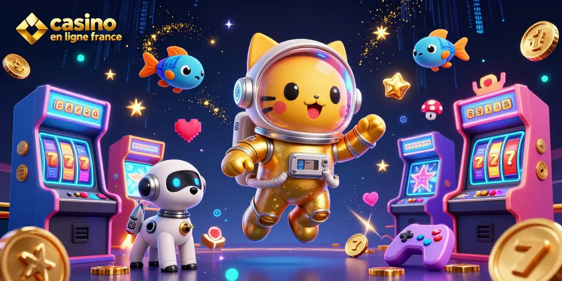 Plongez dans l'univers des jeux avec le casino en ligne France, une illustration 3D vibrant de couleurs et de vie.