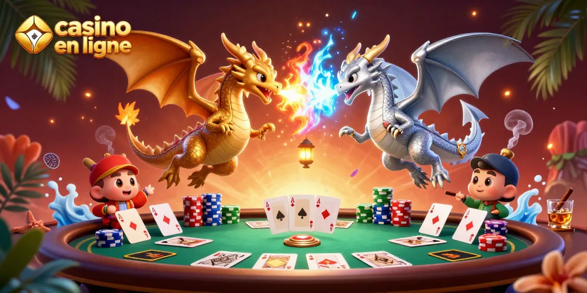 Célébrez votre victoire au casino en ligne avec une scène dynamique de dragons enflammés et glace.