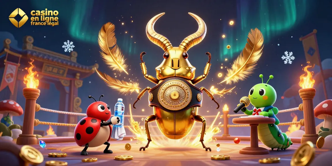 Jouer dans un casino en ligne France légal, ambiance immersive avec le scarabée doré combattant.