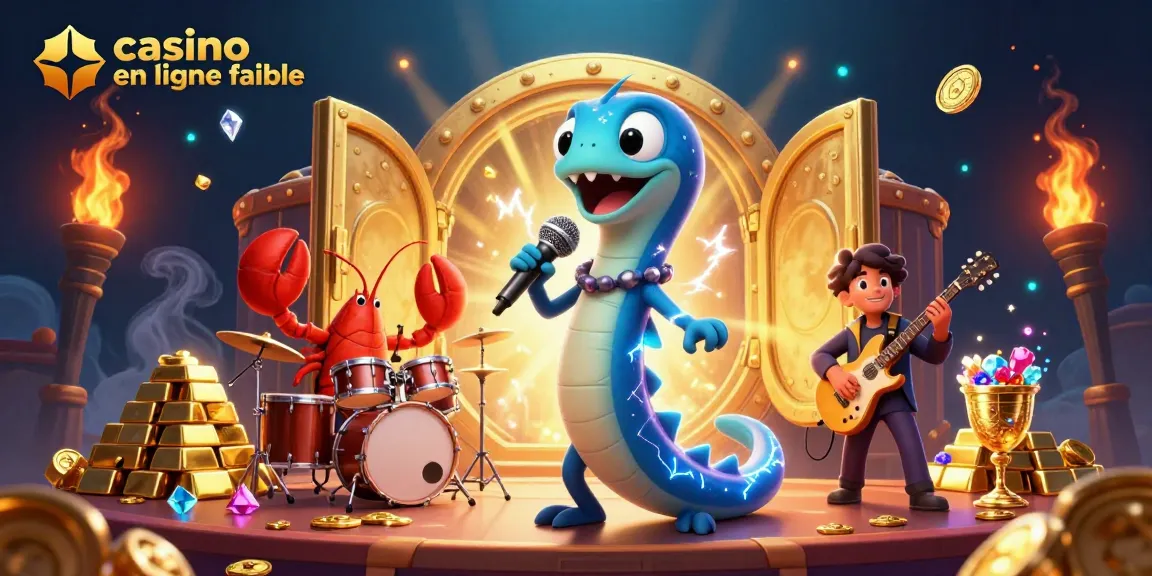Ce casino en ligne fiable présente un concert sous-marin dynamique avec des personnages animés entourés d'or et de bijoux.