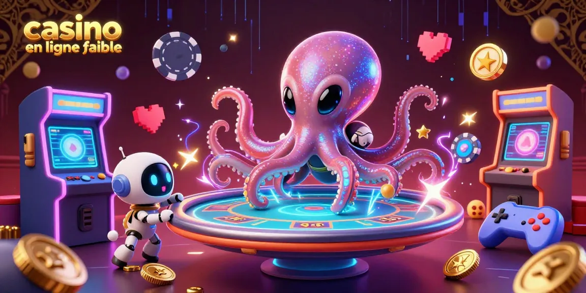 Jouez sur un casino en ligne fiable avec une illustration d'un octopus extraterrestre et une table de poker holographique.