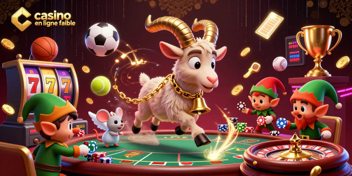 Visuel captivant d'un casino en ligne fiable, avec un Krampus en jeu animé gardant l'ordre tandis que des gremlins volent des jetons.