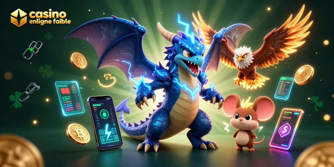 Cette illustration montre un dragon du tonnerre et un faucon qui illustrent un casino en ligne fiable avec des éléments de jeu.