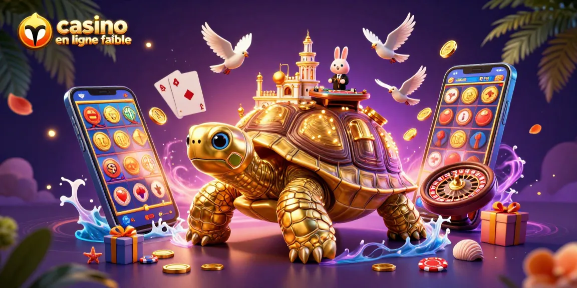 Jouer sur un casino en ligne fiable avec une tortue dorée et un croupier dans une scène dynamique
