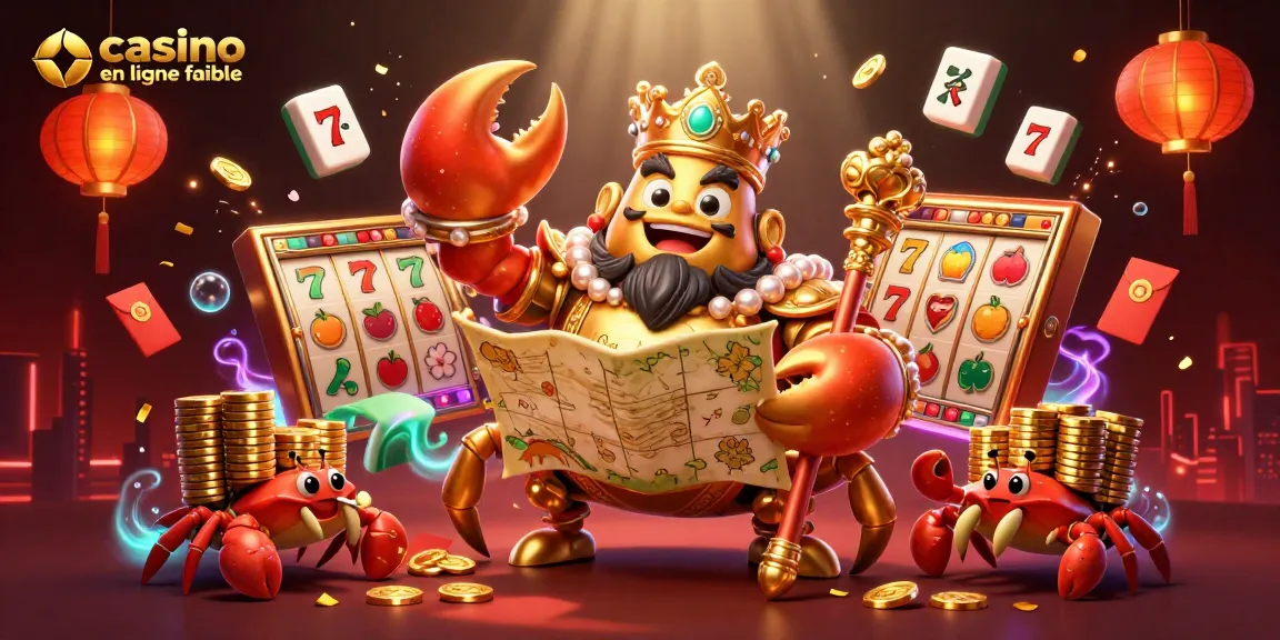 Illustration de jeu en ligne fiable avec des crabes en or et des éléments de casino