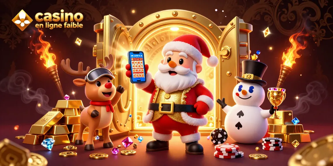 Découvrez les meilleures options de casino en ligne fiable avec un père Noël joyeux et ses amis dans une scène festive.