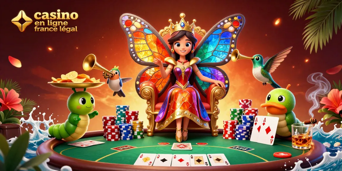 Qualifiez-vous sur le casino en ligne France légal avec l'illustration animée des jeux de cartes.