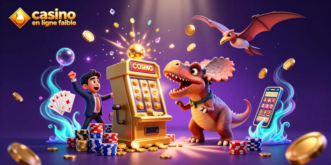 Gagner des pièces d'or dans un casino en ligne fiable avec un dinosaure cartoon.